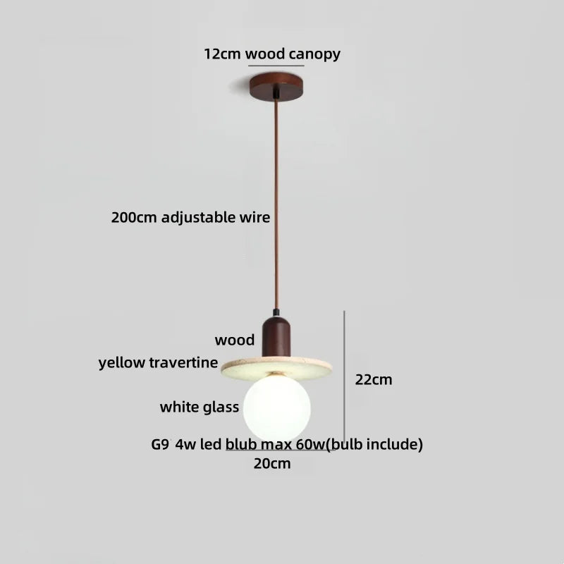 White Glass LED Pendant Lights Stone Wabi Sabi Home Decor Hang Lamp