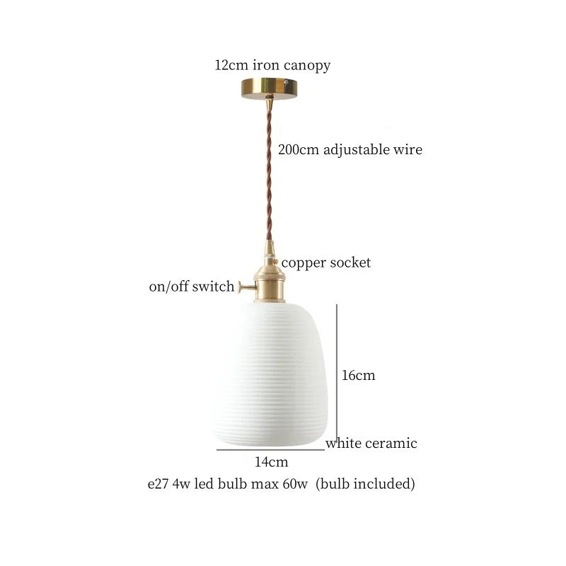White Ceramic LED Pendant Lamp - Nordic Minimalism Design