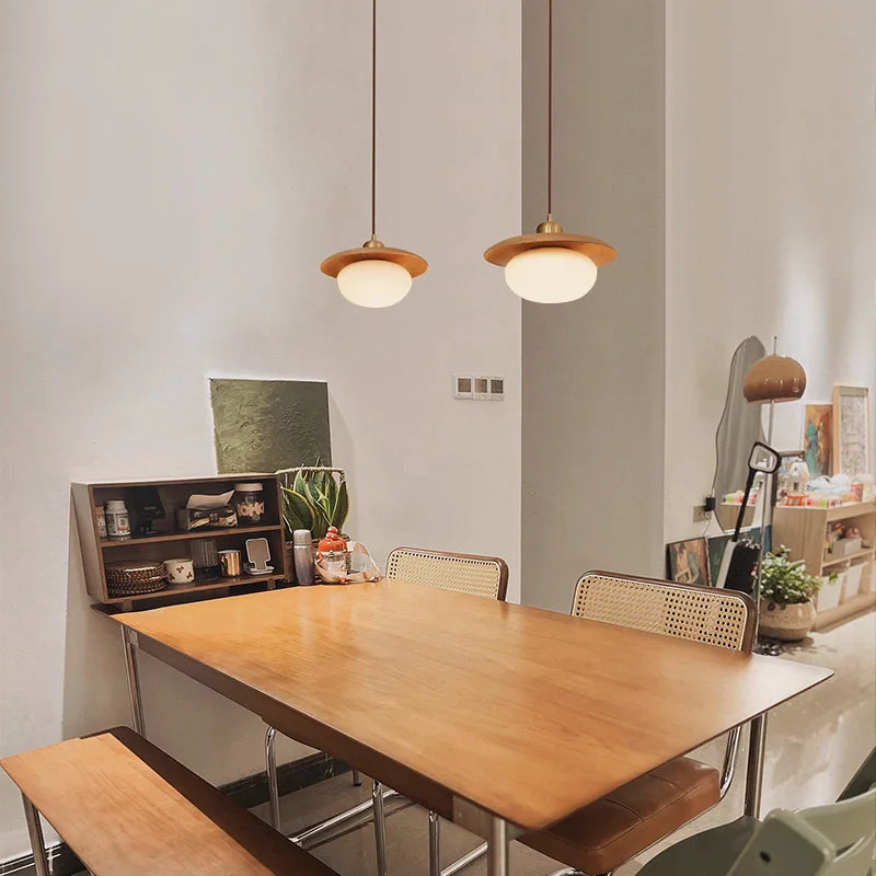 White Glass LED Pendant Lamp: Modern Nordic Design, Adjustable Hanging Fixture