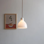 White Glass E27 LED Pendant Light Fixture Modern Adjustable Hanging Lamp