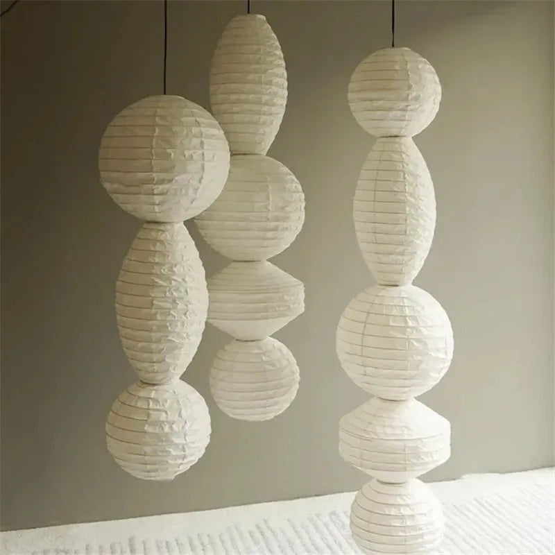 Akari Paper Pendant Lamp by - Noguchi Style Chandelier for Living Room & Bedroom