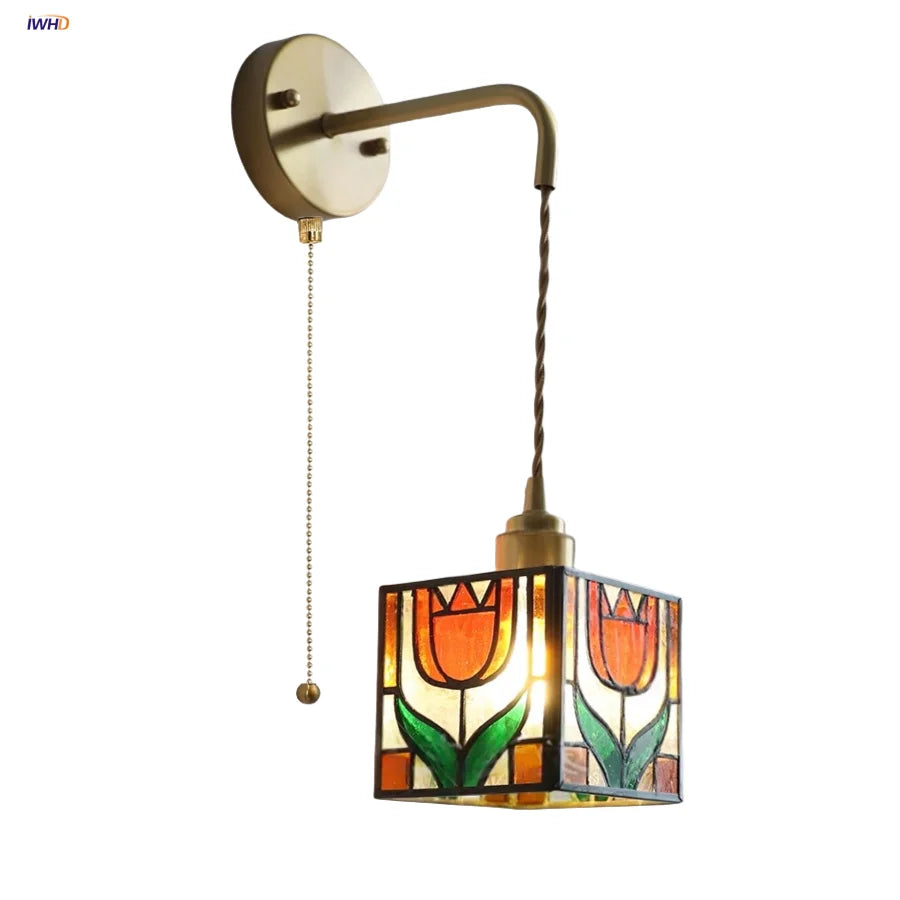 Tiffany Glass LED Wall Light Fixture for Home & Restaurant Décor