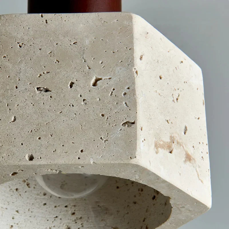 Yellow Travertine LED Pendant Lights | Mid Century Modern Hanging Lamp for Home and Kitchen