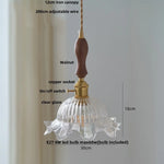 Afralia™ Modern Walnut Wood LED Pendant Lights with Glass Flower Shade