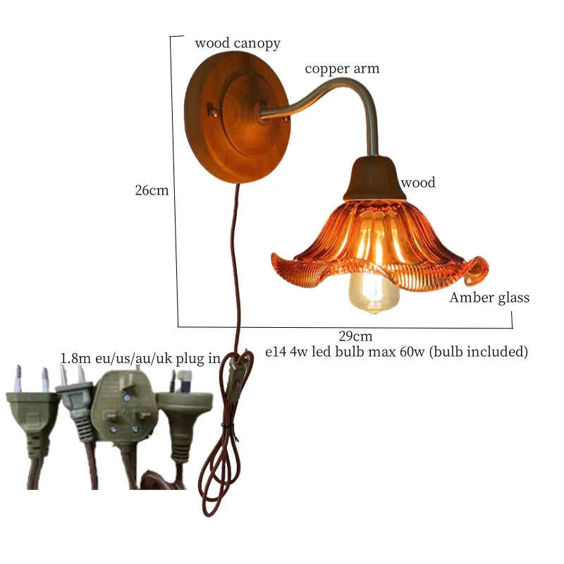 Flower Glass LED Wall Lamp, Nordic Modern Design for Bedroom, Living Room, Bathroom