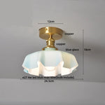 Afralia Wood Copper LED Ceiling Light Amber Glass Plafond Lamp