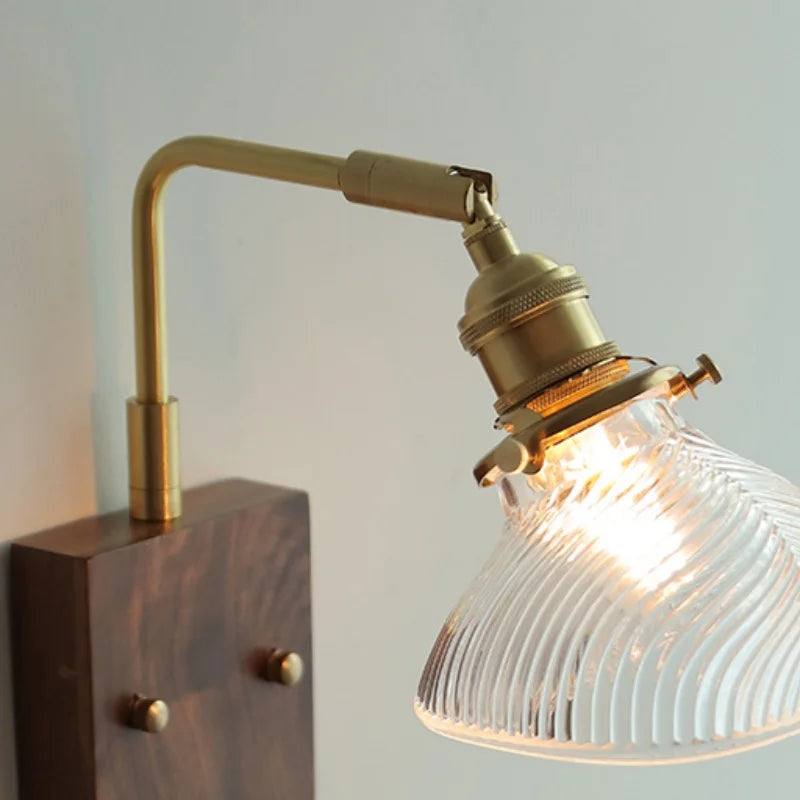 Walnut Wood LED Wall Sconce Glass Rotatable Stair Light Fixtures