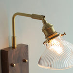 Walnut Wood LED Wall Sconce Glass Rotatable Stair Light Fixtures