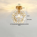 Nordic Flower Ball LED Ceiling Lights Copper Glass Chandelier