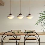 LED Pendant Light: Japanese Style, Yellow Travertine Wood, Adjustable Hanging Lamp