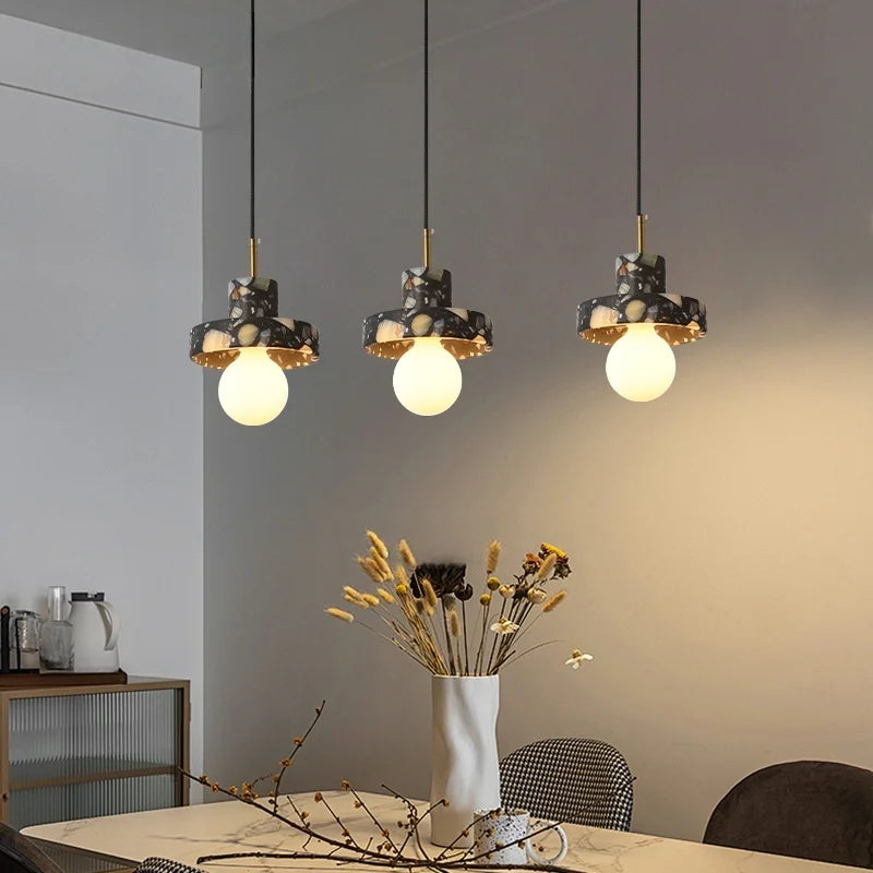 Afralia™ Terrazzo LED Pendant Light: Modern Nordic Hanging Lamp for Bedroom, Living, Dining Room