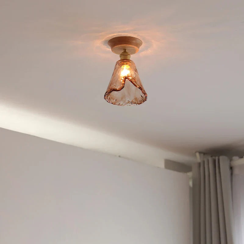 Amber Glass LED Ceiling Lights Modern Decoration for Home Porch Restaurant