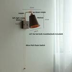 Vintage Copper LED Wall Light Sconce with Pull Chain Switch Rotation