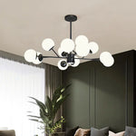 Nordic Black Glass Ball Ceiling Chandelier for Living Room Kitchen Bedroom Dining Home Décor