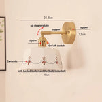 LED Ceramic Wall Lamp - Pull Chain Switch, Rotating Up Down Light