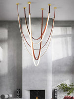 Designer Leather Chandelier Belt Pendant Light for Modern Spaces