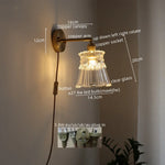 Vintage LED Wall Light Glass Copper Applique Da Parete