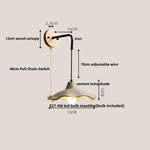 Afralia™ Loft Wood LED Wall Light with Pull Chain Switch for Home Decor