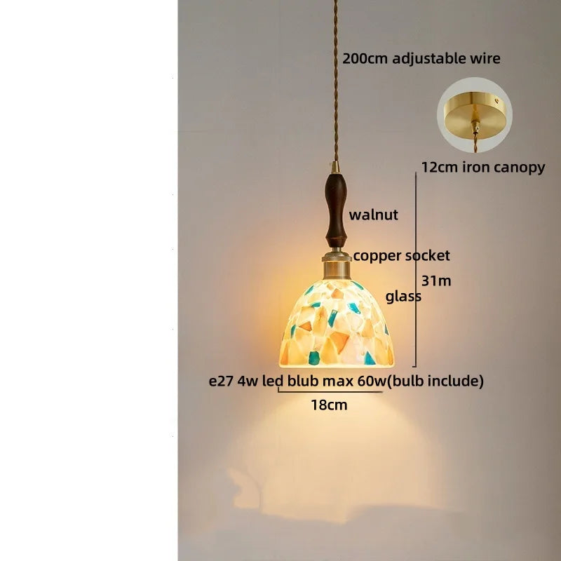 Colorful Glass Shell LED Pendant Lamp for Living & Dining Room