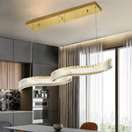S Wave Steel & Crystal Dimmable LED Pendant Lights