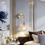 Brass Glass LED Wall Sconce Light for Living Room, Bedroom, Bathroom