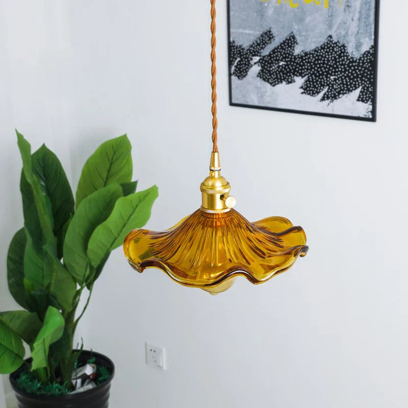 Afralia™ Brass Glass Lotus Leaf LED Pendant Lamp: Nordic Minimalism for Living, Dining, Bedroom