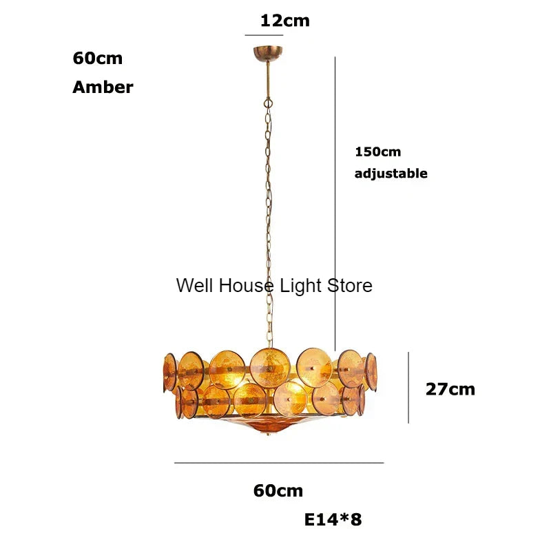 Crystal Pendant Light French Retro Design for Villa Bedroom Living Room