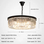 Gold Black Metal Crystal Pendant Lights Chain Hanging LED Suspension Lamp Fixtures
