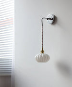 Ceramic Canopy LED Wall Lamp, Adjustable Wire, Pull Chain Switch
