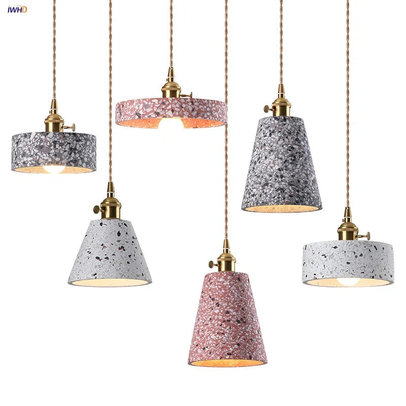 Afralia™ Terrazzo Stone LED Pendant Lamp: Modern Nordic Decor for Home, Restaurant, Bedroom