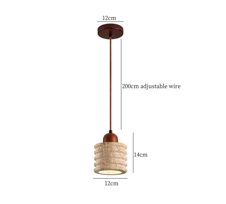 Nordic LED Pendant Lights Yellow Travertine Copper Hanging Lamp for Bedroom Dining Living Room