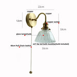 Clear Glass LED Wall Sconce Pull Chain Switch Modern Stair Light