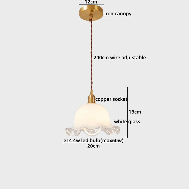 Copper Glass Chandelier LED Pendant Lights for Dining Room Bedroom Bar
