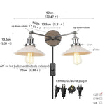 Glass 2-Light Wall Sconce with Pull Chain Switch for Bedroom and Bathroom