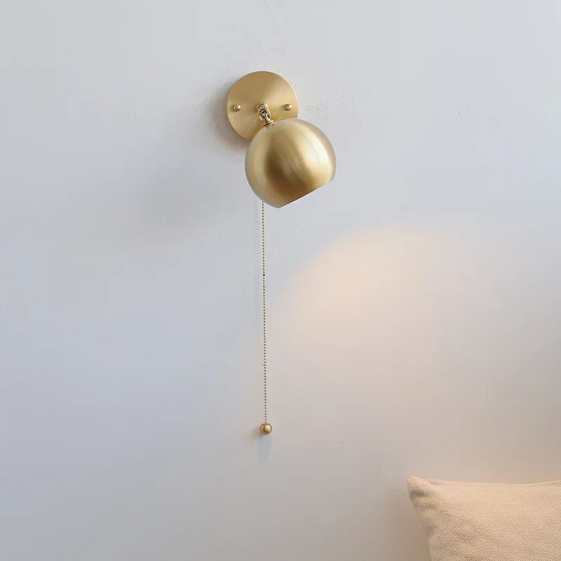 Copper Wall Light with Pull Chain Switch, Modern Nordic Design