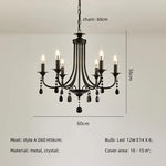 Black Metal Crystal Chandelier: Artistic LED Lighting for Home Decor