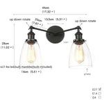Black LED Wall Sconce 2-Head Lamp for Bedroom Bathroom Mirror