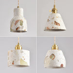 Afralia™ White Terrazzo Stone Copper LED Pendant Light Fixture - Wabi Sabi Design