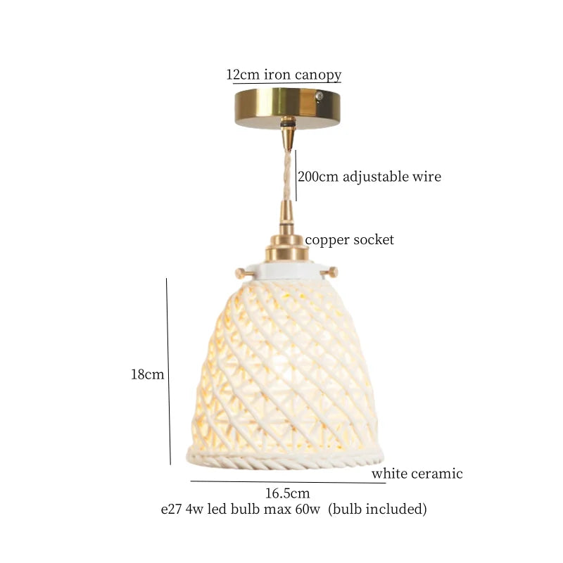 French Minimalism Ceramic LED Pendant Light for Home Decor