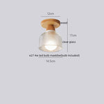 Wood Glass LED Ceiling Lamp Modern Kitchen Living Room Light Fixture