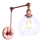 Swing Arm LED Wall Lights Pull Chain Switch Glass Ball Industrial Home Decor
