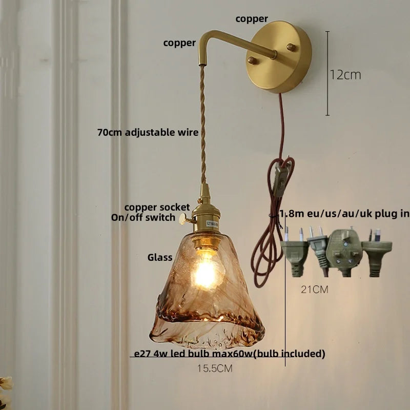 Afralia™ Vintage LED Wall Light Up Down Rotate Pull Chain Switch Bedside Lamp