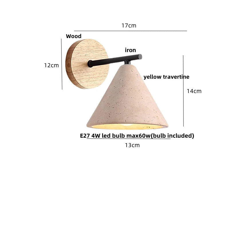 Canopy LED Wall Light Yellow Travertine Modern Iron Bedside Lamp