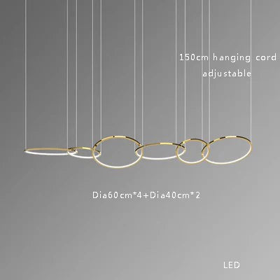 Modern Minimalist Round Dining Table with Gold Chandeliers