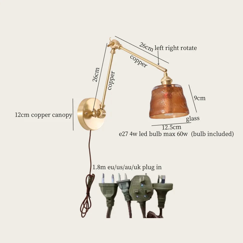 Glass LED Wall Lamp for Living Room Bedroom Mirror Bathroom - Nordic Minimalism