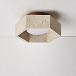 White Glass LED Ceiling Light Fixture Modern Yellow Stone Wood Base Nordic Design