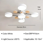 Modern LED Ceiling Lamp - Wood Round Ceiling Lights Macaron Chandelier