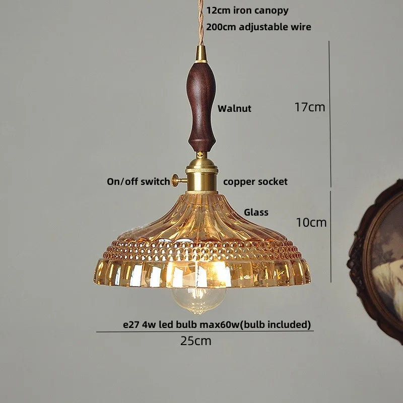 Modern Amber Flower Glass LED Pendant Light - Nordic Design