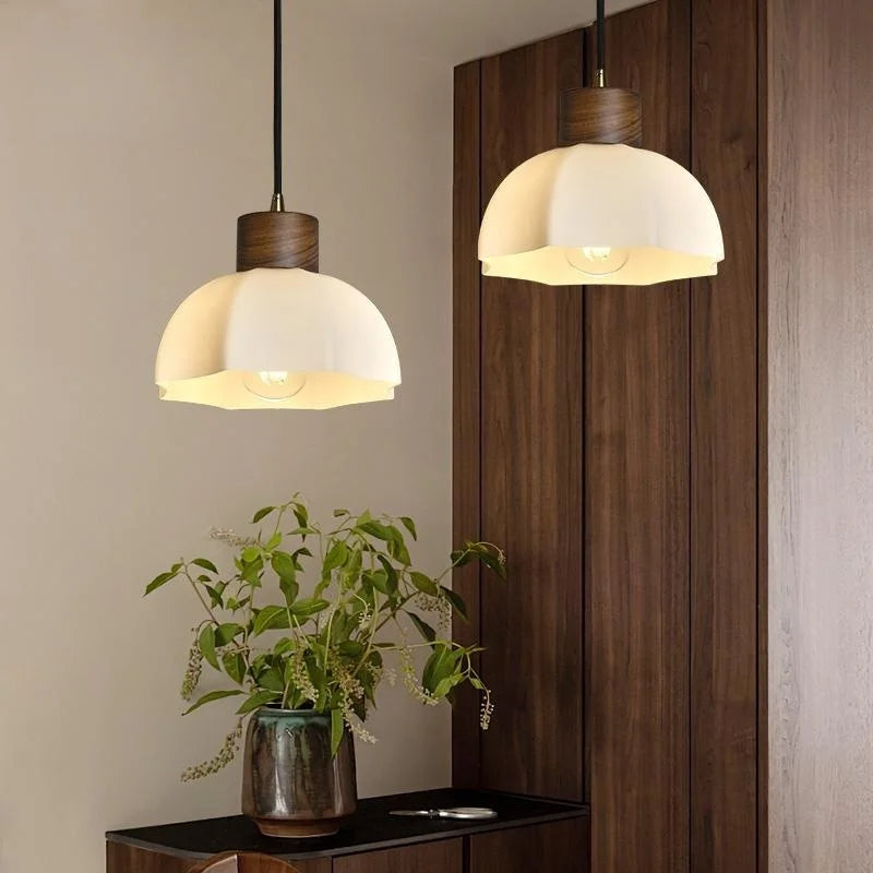 White Glass LED Pendant Lights for Modern Minimalist Decoration