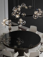 Black Postmodern Bubble Glass Chandelier with Multi Clear Balls